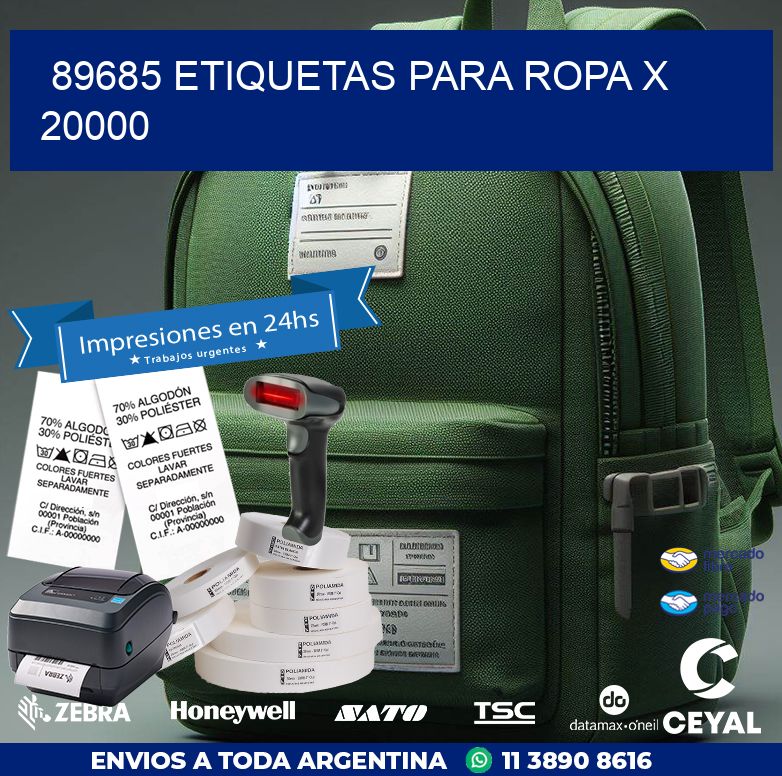 89685 ETIQUETAS PARA ROPA X 20000
