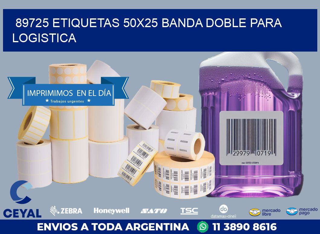 89725 ETIQUETAS 50X25 BANDA DOBLE PARA LOGISTICA