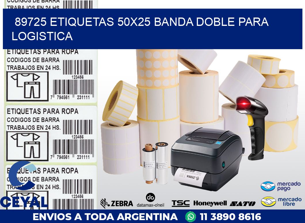 89725 ETIQUETAS 50X25 BANDA DOBLE PARA LOGISTICA