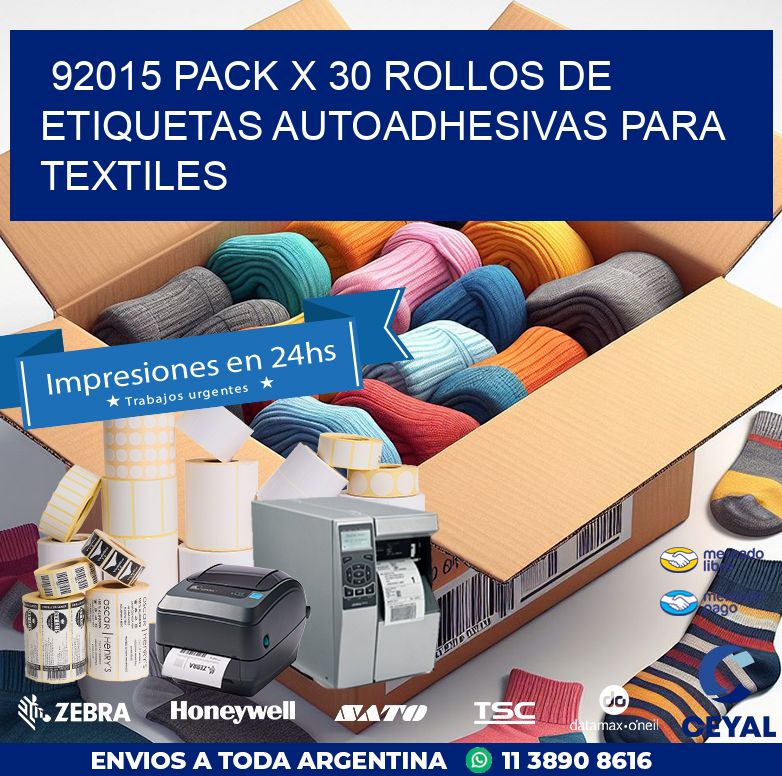 92015 PACK X 30 ROLLOS DE ETIQUETAS AUTOADHESIVAS PARA TEXTILES
