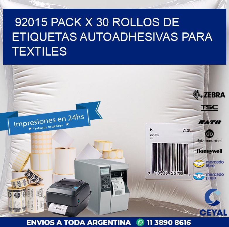 92015 PACK X 30 ROLLOS DE ETIQUETAS AUTOADHESIVAS PARA TEXTILES