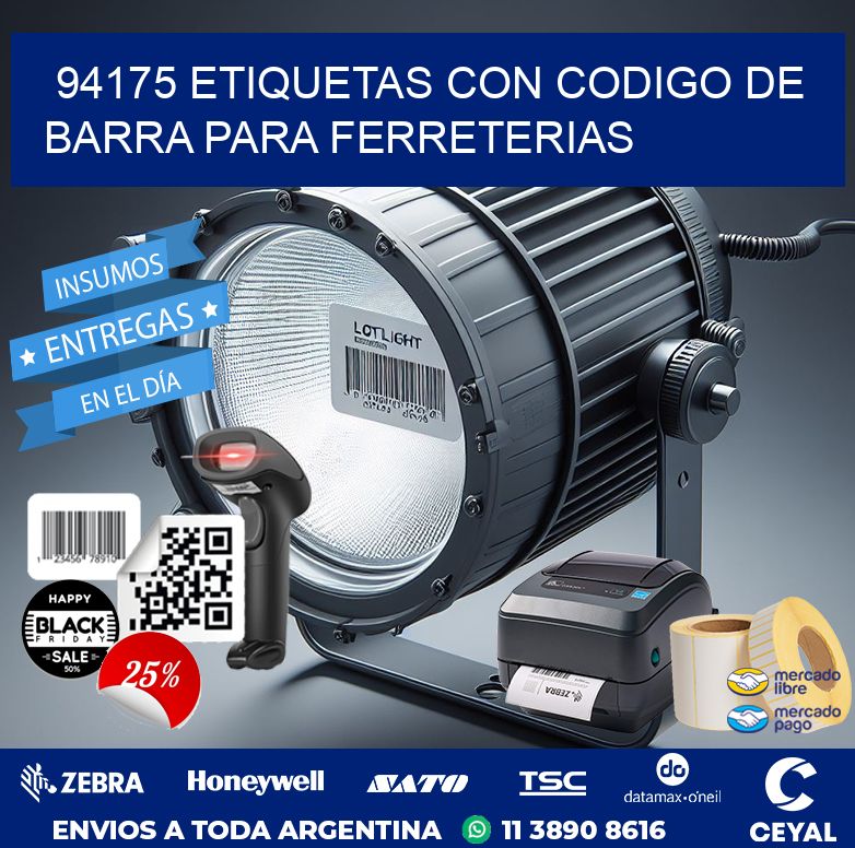 94175 ETIQUETAS CON CODIGO DE BARRA PARA FERRETERIAS