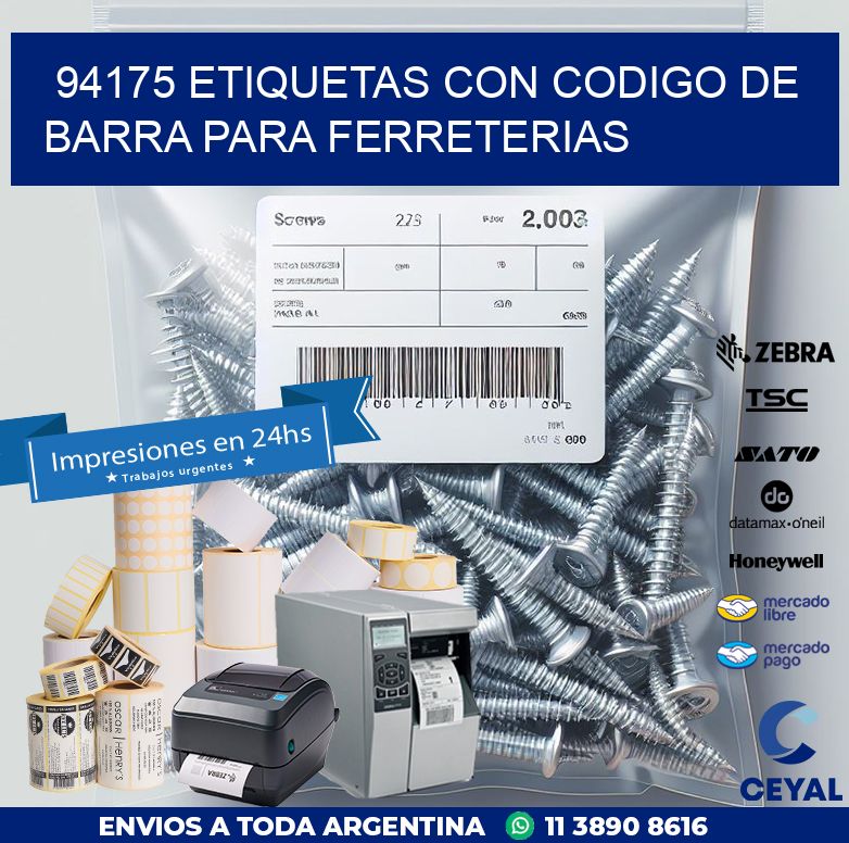 94175 ETIQUETAS CON CODIGO DE BARRA PARA FERRETERIAS