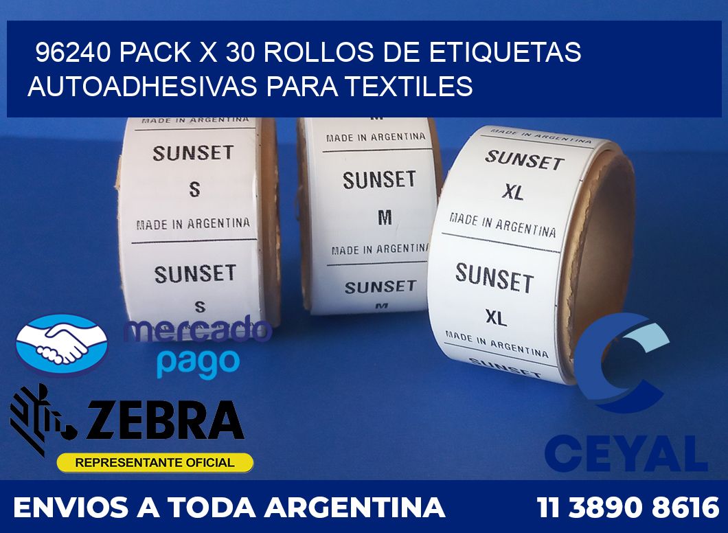 96240 PACK X 30 ROLLOS DE ETIQUETAS AUTOADHESIVAS PARA TEXTILES