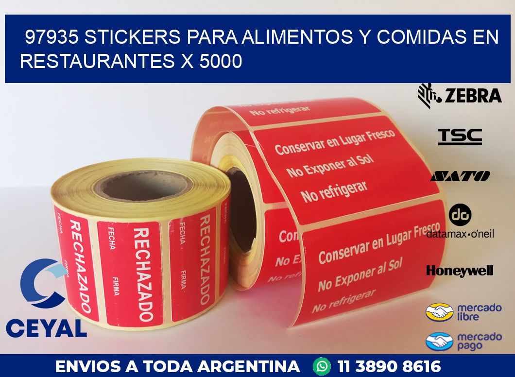 97935 STICKERS PARA ALIMENTOS Y COMIDAS EN RESTAURANTES X 5000
