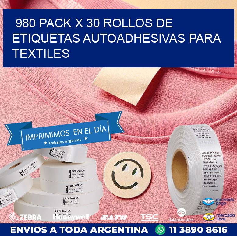 980 PACK X 30 ROLLOS DE ETIQUETAS AUTOADHESIVAS PARA TEXTILES