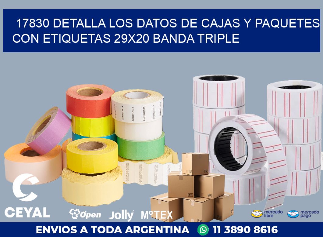 17830 DETALLA LOS DATOS DE CAJAS Y PAQUETES CON ETIQUETAS 29X20 BANDA TRIPLE
