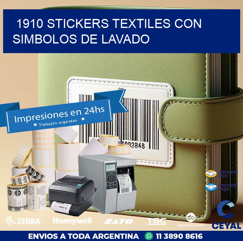 1910 STICKERS TEXTILES CON SIMBOLOS DE LAVADO