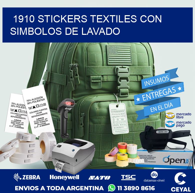 1910 STICKERS TEXTILES CON SIMBOLOS DE LAVADO