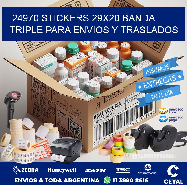 24970 STICKERS 29X20 BANDA TRIPLE PARA ENVIOS Y TRASLADOS
