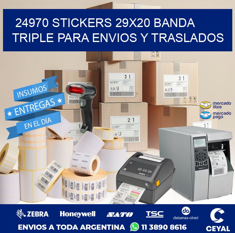 24970 STICKERS 29X20 BANDA TRIPLE PARA ENVIOS Y TRASLADOS