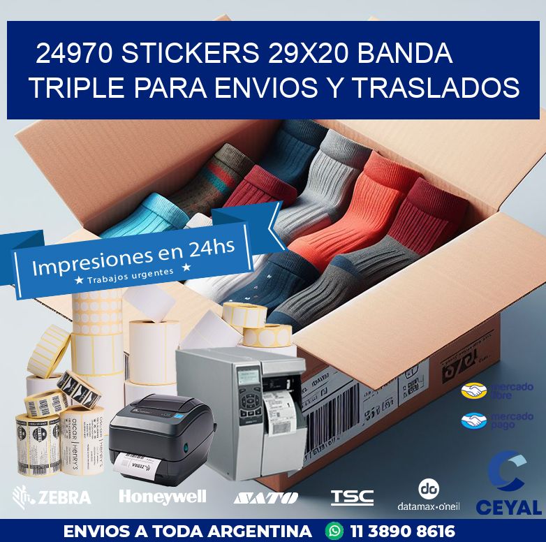 24970 STICKERS 29X20 BANDA TRIPLE PARA ENVIOS Y TRASLADOS