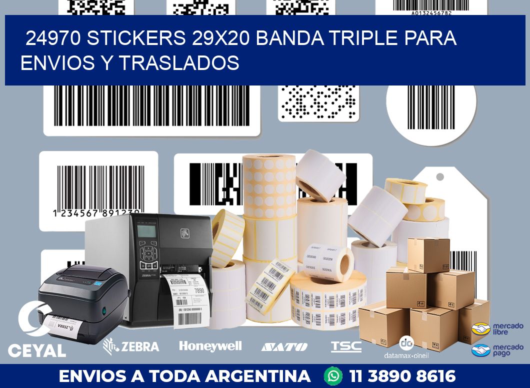 24970 STICKERS 29X20 BANDA TRIPLE PARA ENVIOS Y TRASLADOS