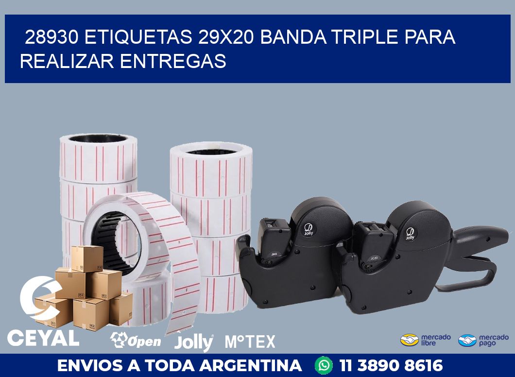 28930 ETIQUETAS 29X20 BANDA TRIPLE PARA REALIZAR ENTREGAS