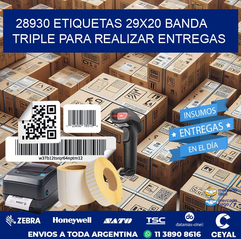 28930 ETIQUETAS 29X20 BANDA TRIPLE PARA REALIZAR ENTREGAS
