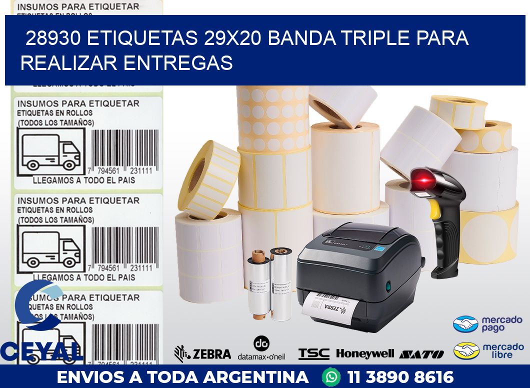 28930 ETIQUETAS 29X20 BANDA TRIPLE PARA REALIZAR ENTREGAS