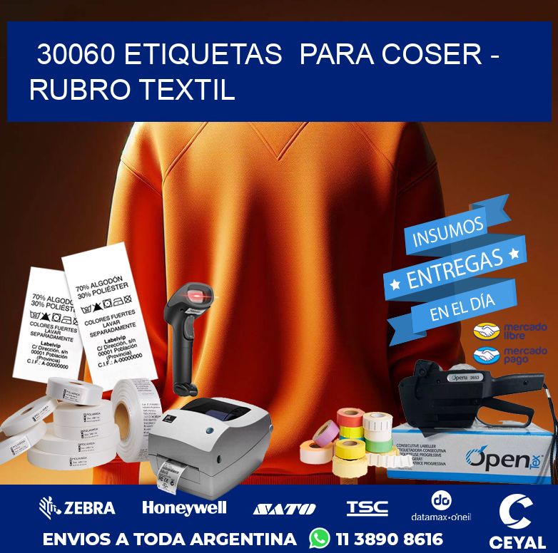 30060 ETIQUETAS  PARA COSER – RUBRO TEXTIL