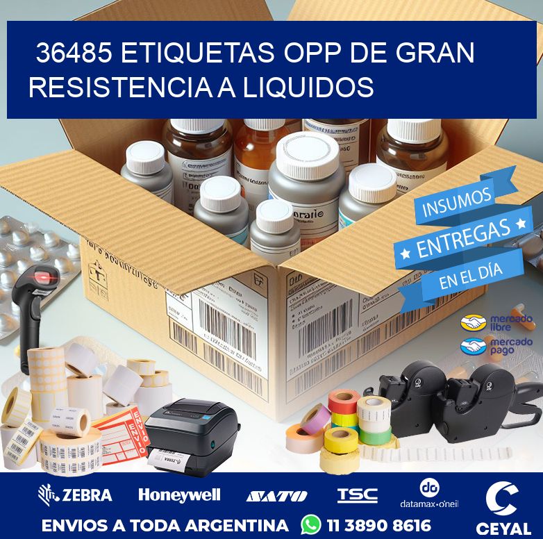 36485 ETIQUETAS OPP DE GRAN RESISTENCIA A LIQUIDOS