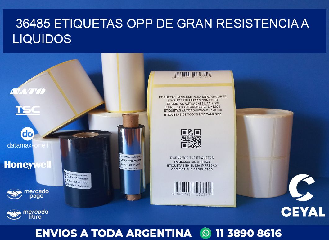36485 ETIQUETAS OPP DE GRAN RESISTENCIA A LIQUIDOS