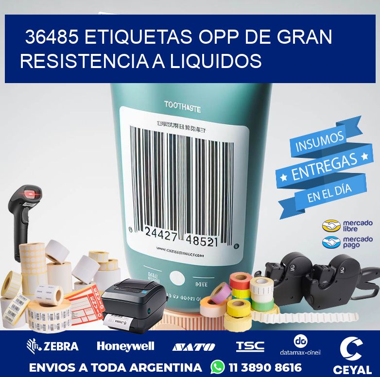 36485 ETIQUETAS OPP DE GRAN RESISTENCIA A LIQUIDOS