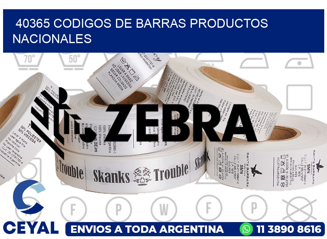 40365 codigos de barras productos nacionales