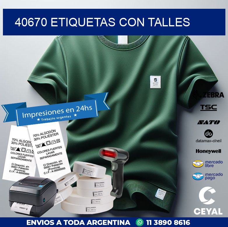 40670 ETIQUETAS CON TALLES