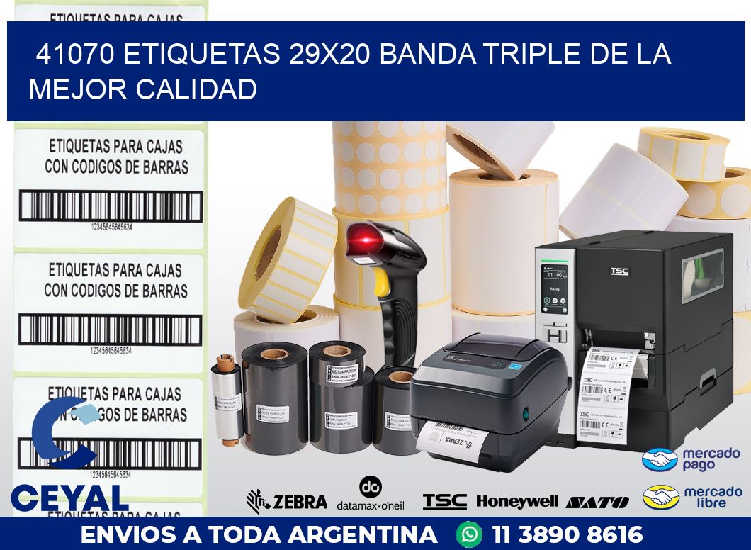 41070 ETIQUETAS 29X20 BANDA TRIPLE DE LA MEJOR CALIDAD