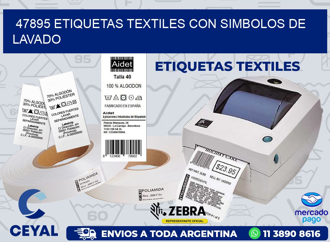 47895 ETIQUETAS TEXTILES CON SIMBOLOS DE LAVADO