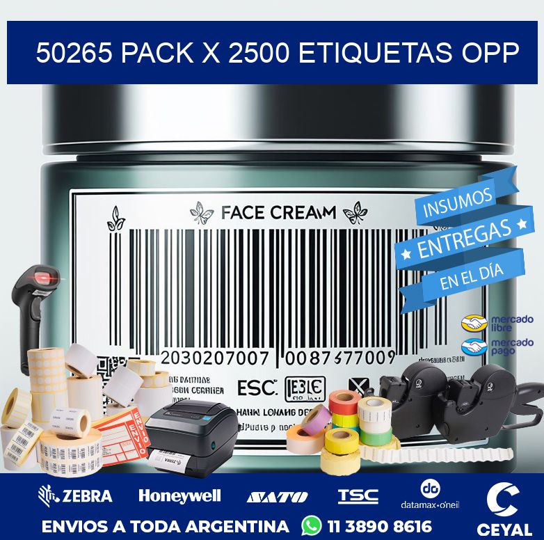 50265 PACK X 2500 ETIQUETAS OPP