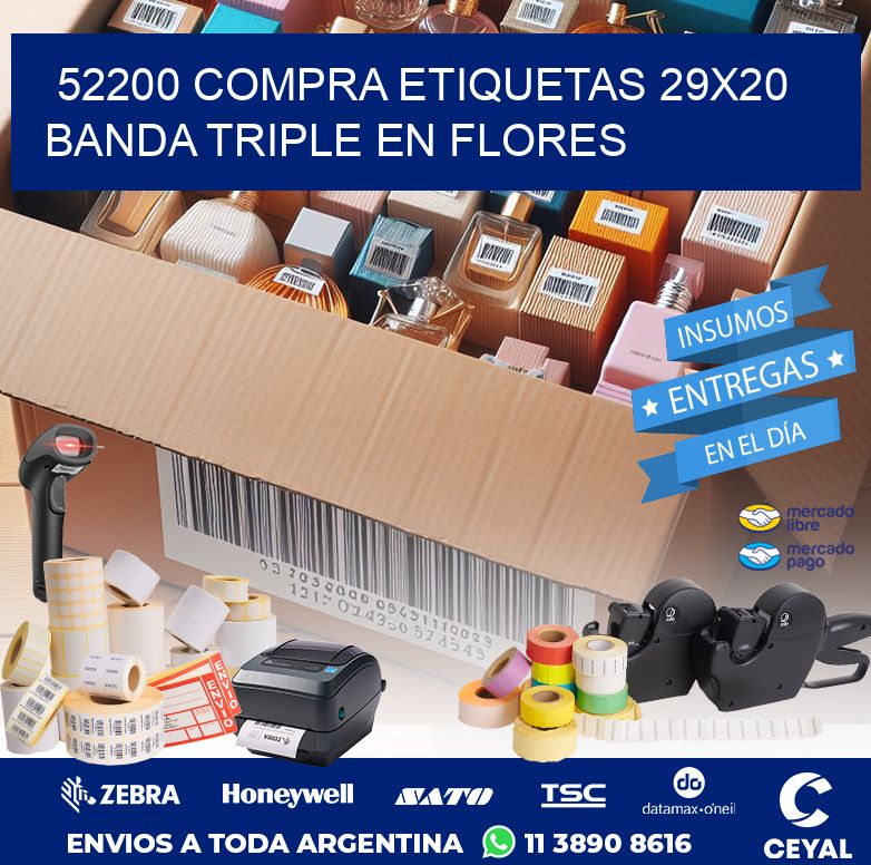 52200 COMPRA ETIQUETAS 29X20 BANDA TRIPLE EN FLORES