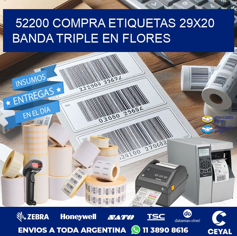 52200 COMPRA ETIQUETAS 29X20 BANDA TRIPLE EN FLORES