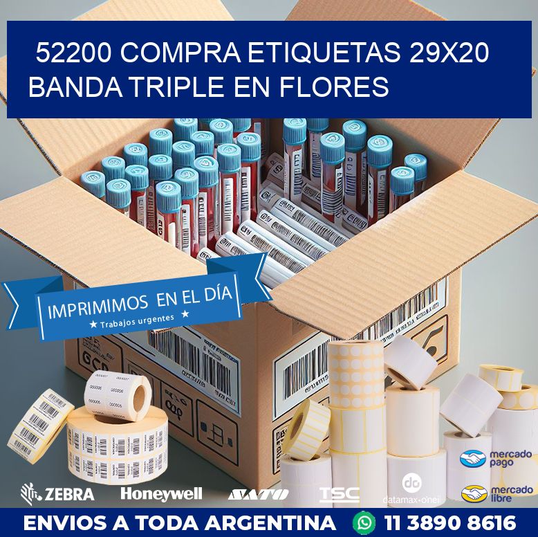 52200 COMPRA ETIQUETAS 29X20 BANDA TRIPLE EN FLORES