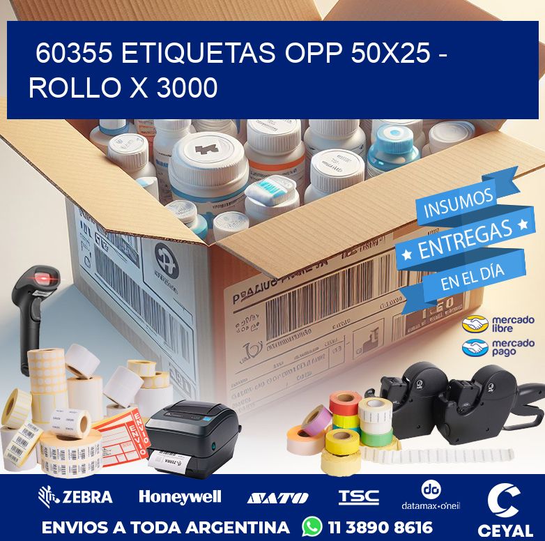 60355 ETIQUETAS OPP 50X25 - ROLLO X 3000