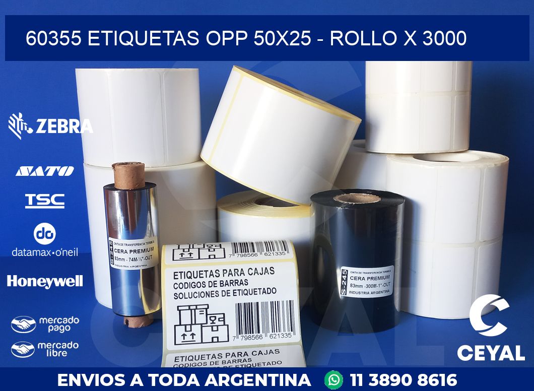 60355 ETIQUETAS OPP 50X25 - ROLLO X 3000