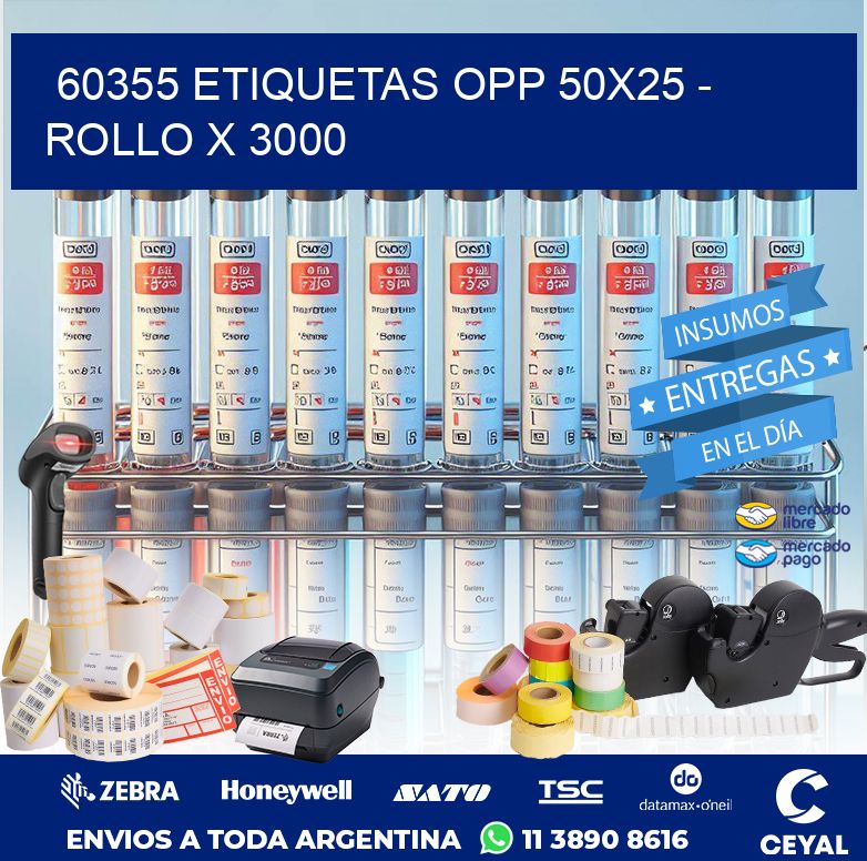 60355 ETIQUETAS OPP 50X25 - ROLLO X 3000