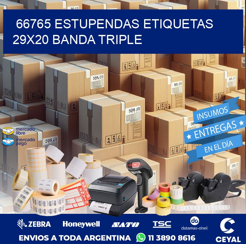 66765 ESTUPENDAS ETIQUETAS 29X20 BANDA TRIPLE