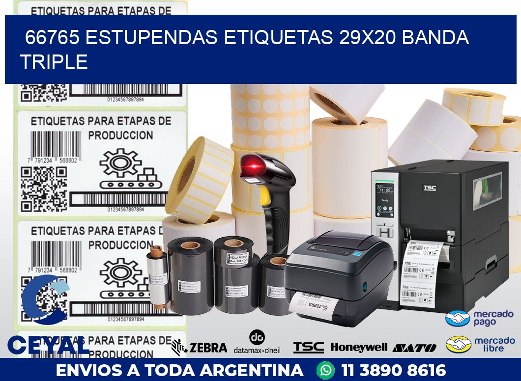 66765 ESTUPENDAS ETIQUETAS 29X20 BANDA TRIPLE