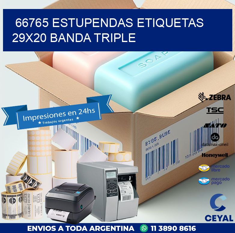 66765 ESTUPENDAS ETIQUETAS 29X20 BANDA TRIPLE