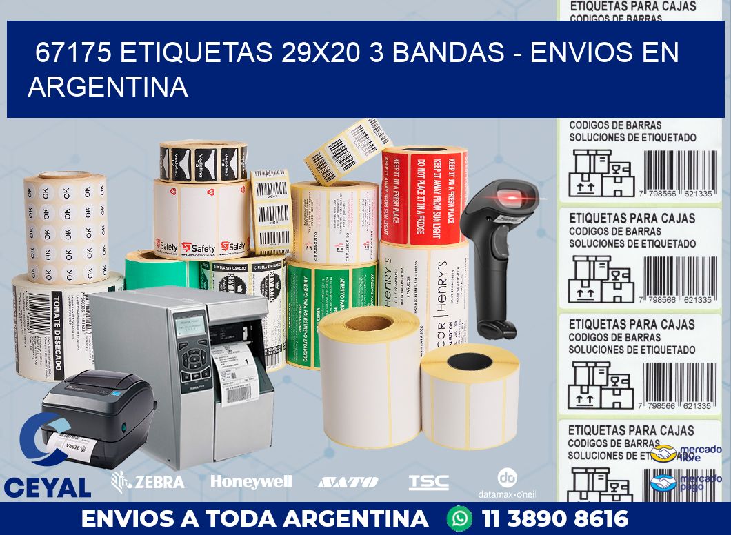 67175 ETIQUETAS 29X20 3 BANDAS - ENVIOS EN ARGENTINA