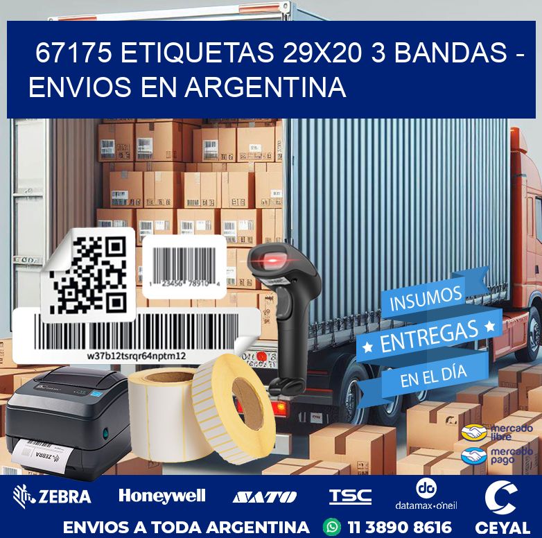 67175 ETIQUETAS 29X20 3 BANDAS - ENVIOS EN ARGENTINA
