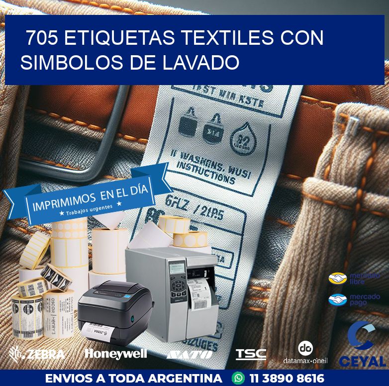 705 ETIQUETAS TEXTILES CON SIMBOLOS DE LAVADO