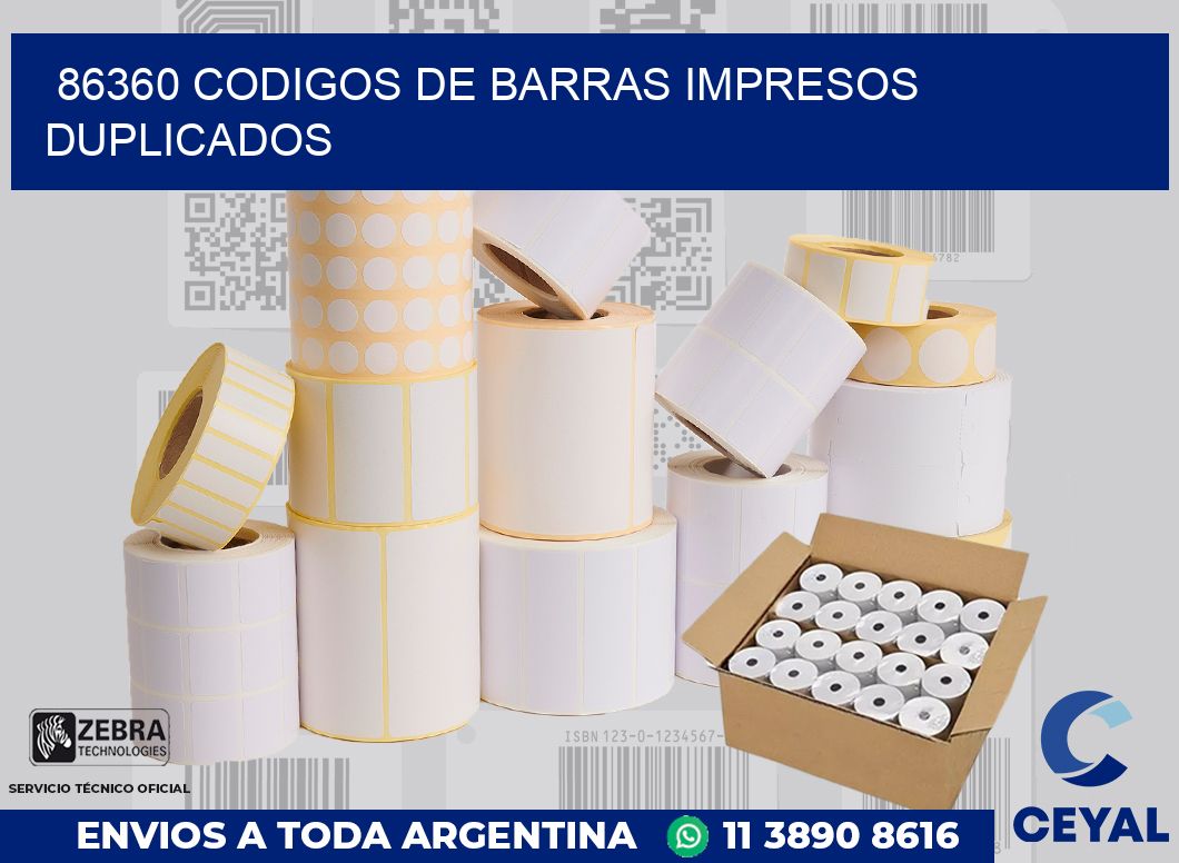 86360 codigos de barras impresos duplicados