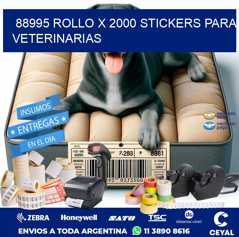 88995 ROLLO X 2000 STICKERS PARA VETERINARIAS