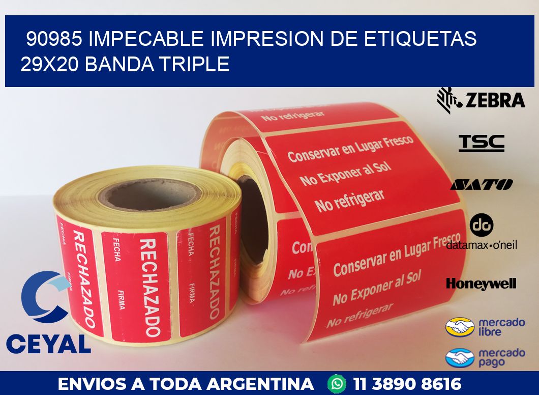 90985 IMPECABLE IMPRESION DE ETIQUETAS 29X20 BANDA TRIPLE