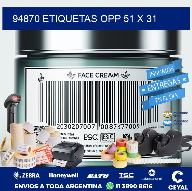 94870 ETIQUETAS OPP 51 X 31