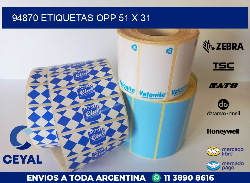 94870 ETIQUETAS OPP 51 X 31
