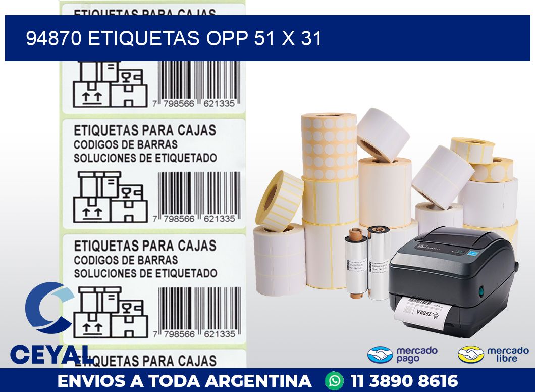 94870 ETIQUETAS OPP 51 X 31