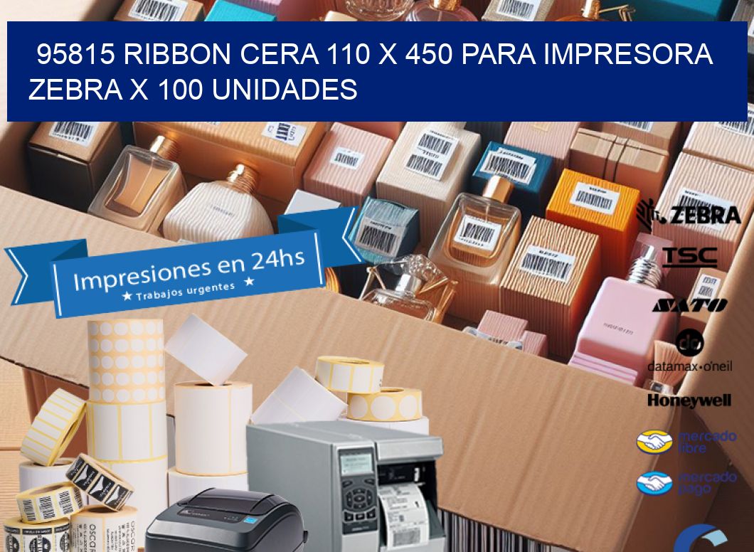 95815 RIBBON CERA 110 X 450 PARA IMPRESORA ZEBRA X 100 UNIDADES