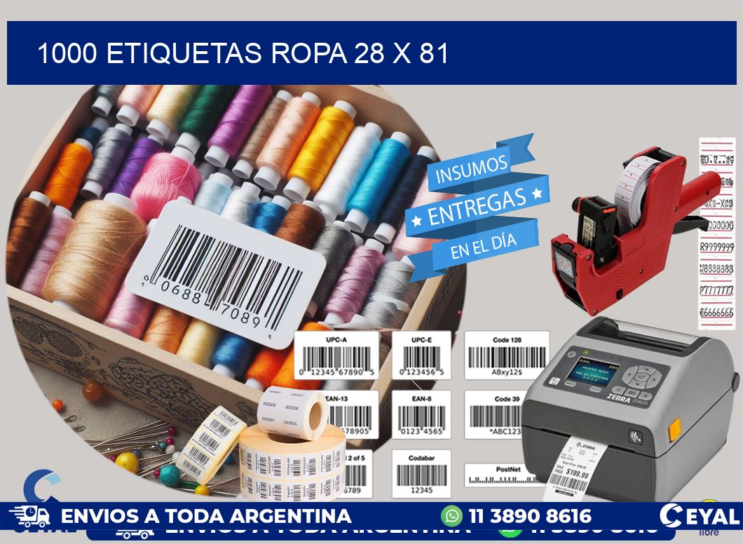 1000 ETIQUETAS ROPA 28 x 81