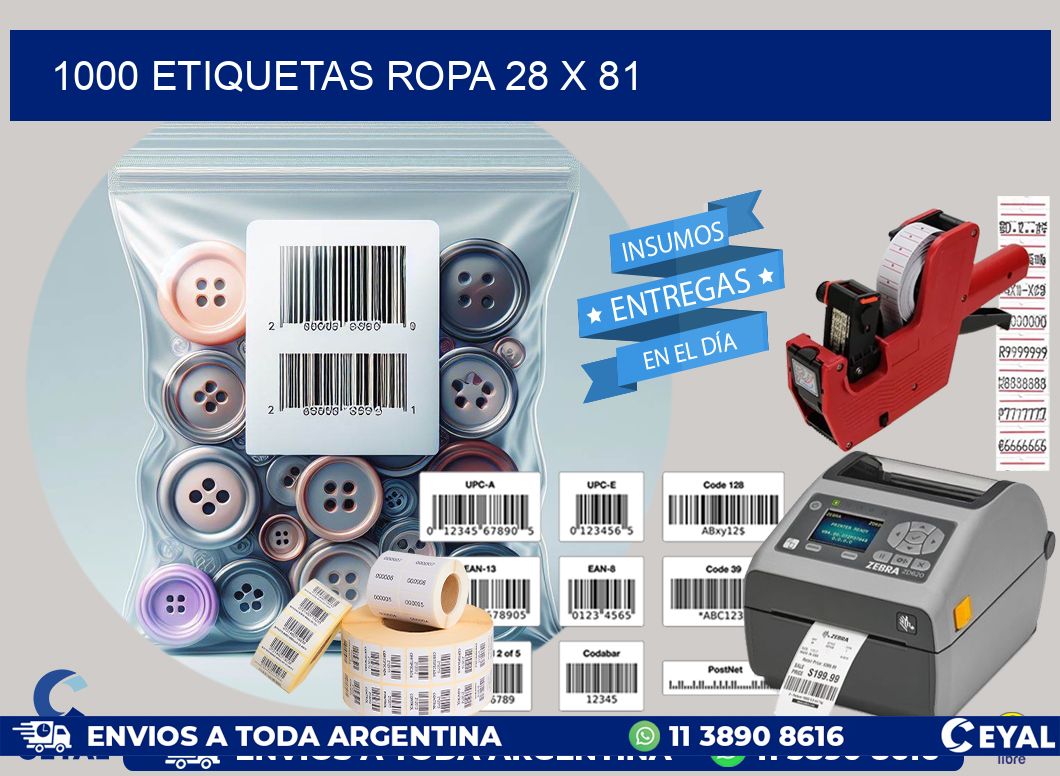 1000 ETIQUETAS ROPA 28 x 81